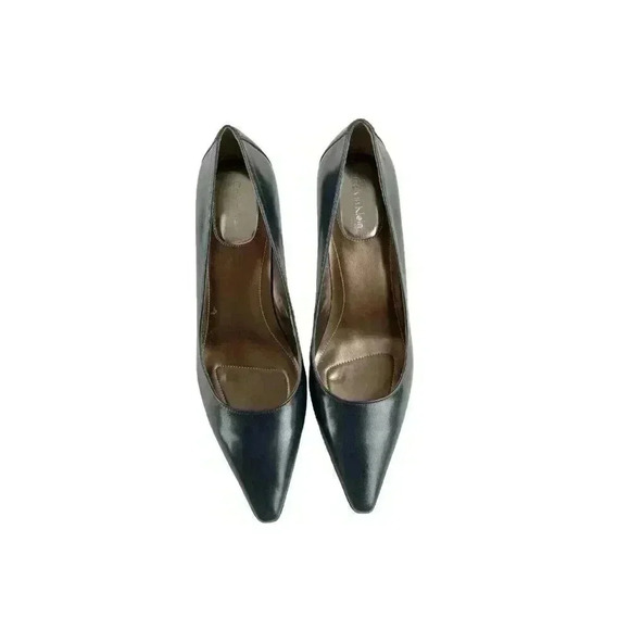 Clavin Klein Dolly Womens Pump Heels Blue Leather Stiletto Pointed Toe Size 10M - Picture 2 of 12